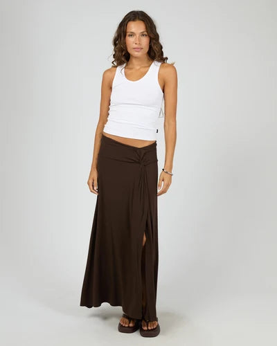 ALL ABOUT EVE Twist Detail Maxi Skirt Chocolate