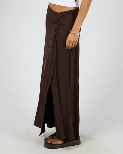 ALL ABOUT EVE Twist Detail Maxi Skirt Chocolate
