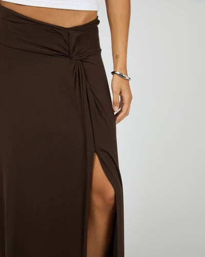 ALL ABOUT EVE Twist Detail Maxi Skirt Chocolate