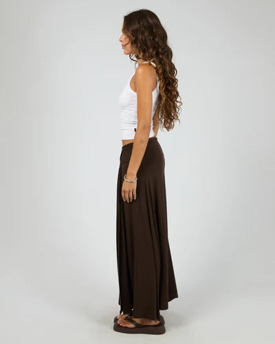 ALL ABOUT EVE Twist Detail Maxi Skirt Chocolate