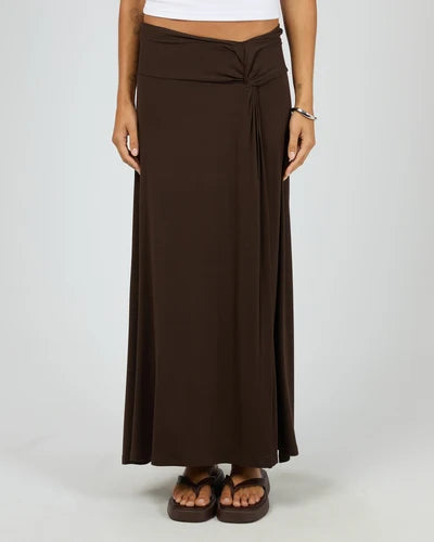 ALL ABOUT EVE Twist Detail Maxi Skirt Chocolate