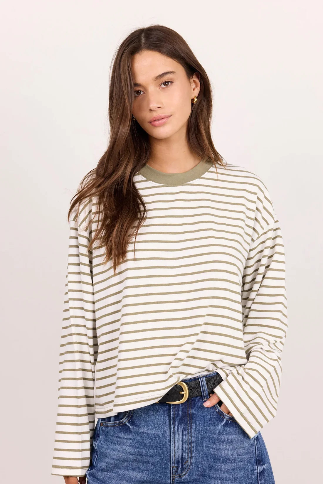 STORIES BE TOLD Unite Khaki Stripe Long Sleeve Tee