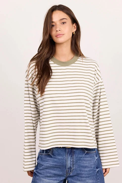 STORIES BE TOLD Unite Khaki Stripe Long Sleeve Tee