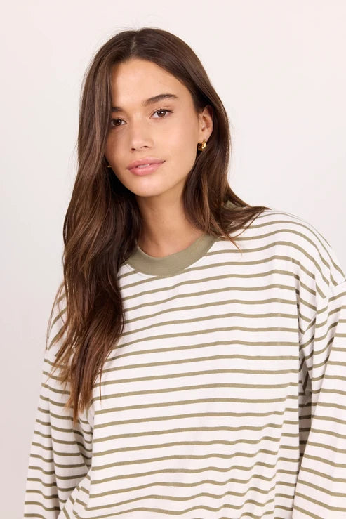 STORIES BE TOLD Unite Khaki Stripe Long Sleeve Tee
