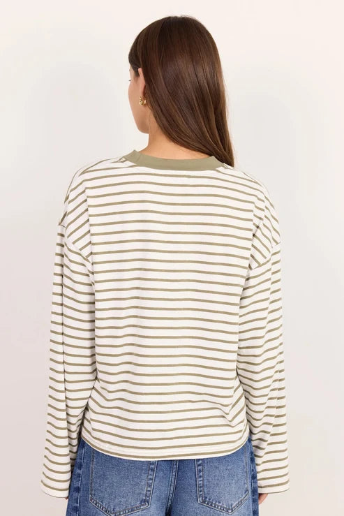 STORIES BE TOLD Unite Khaki Stripe Long Sleeve Tee