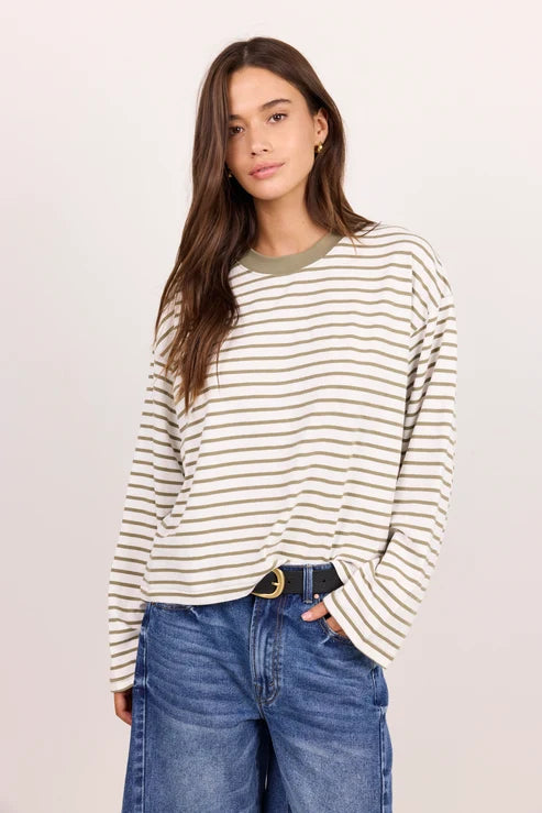 STORIES BE TOLD Unite Khaki Stripe Long Sleeve Tee