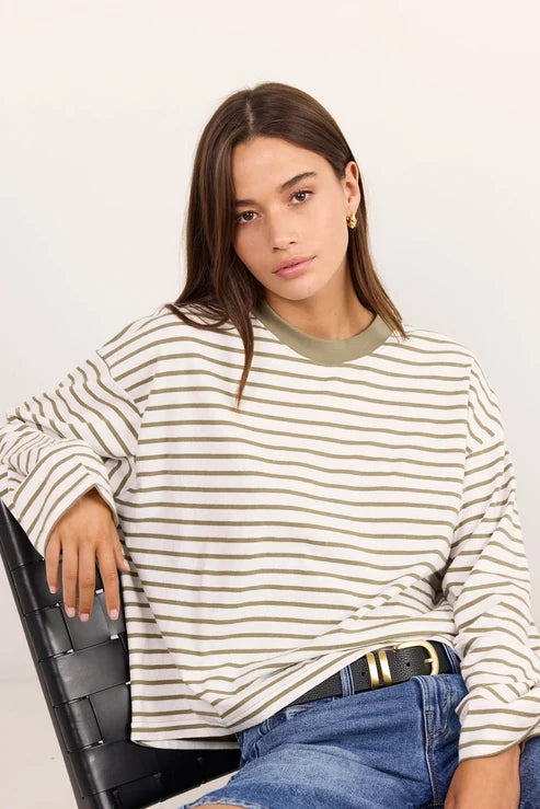 STORIES BE TOLD Unite Khaki Stripe Long Sleeve Tee