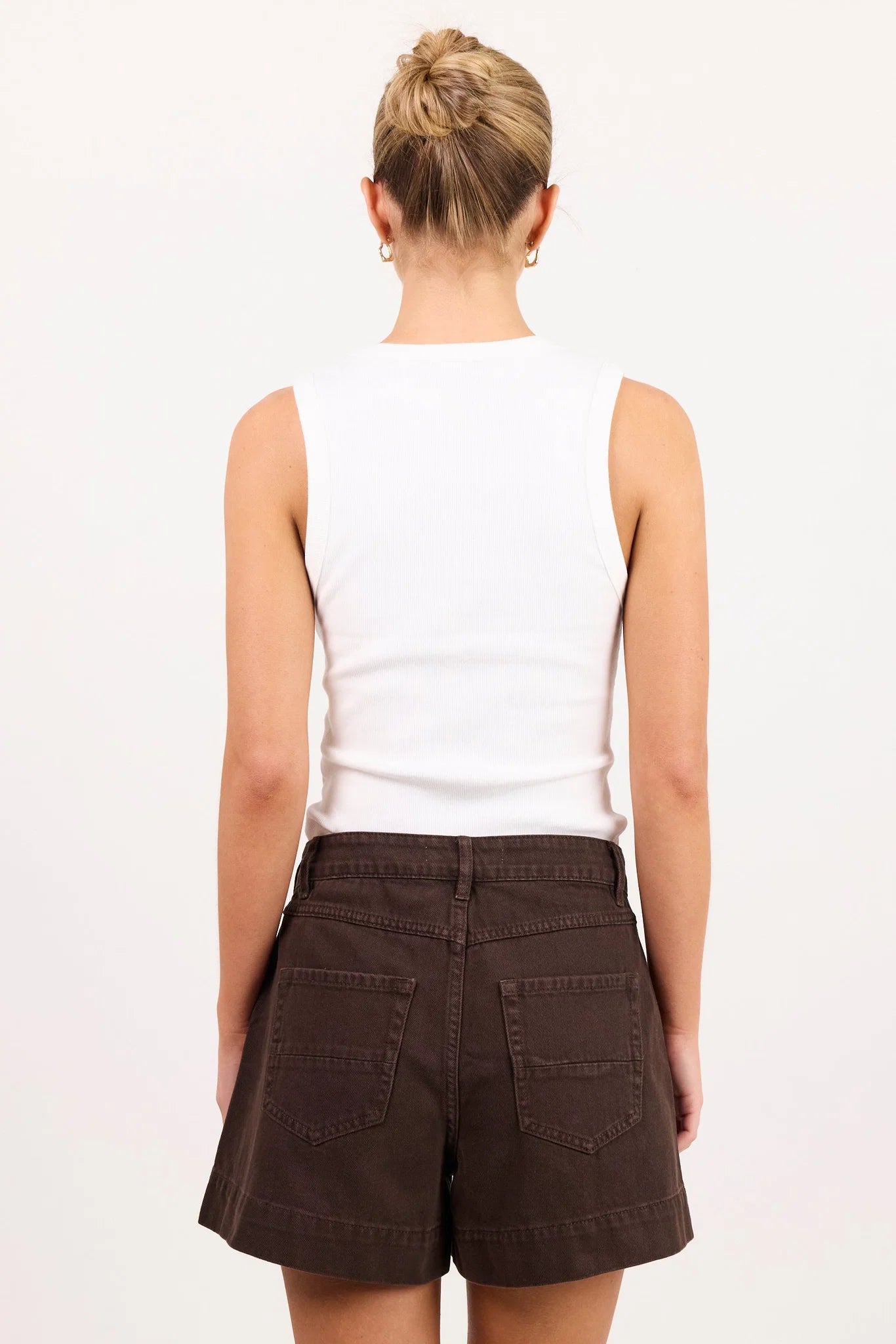 AMONG THE BRAVE Vale White V Neck Rib Tank