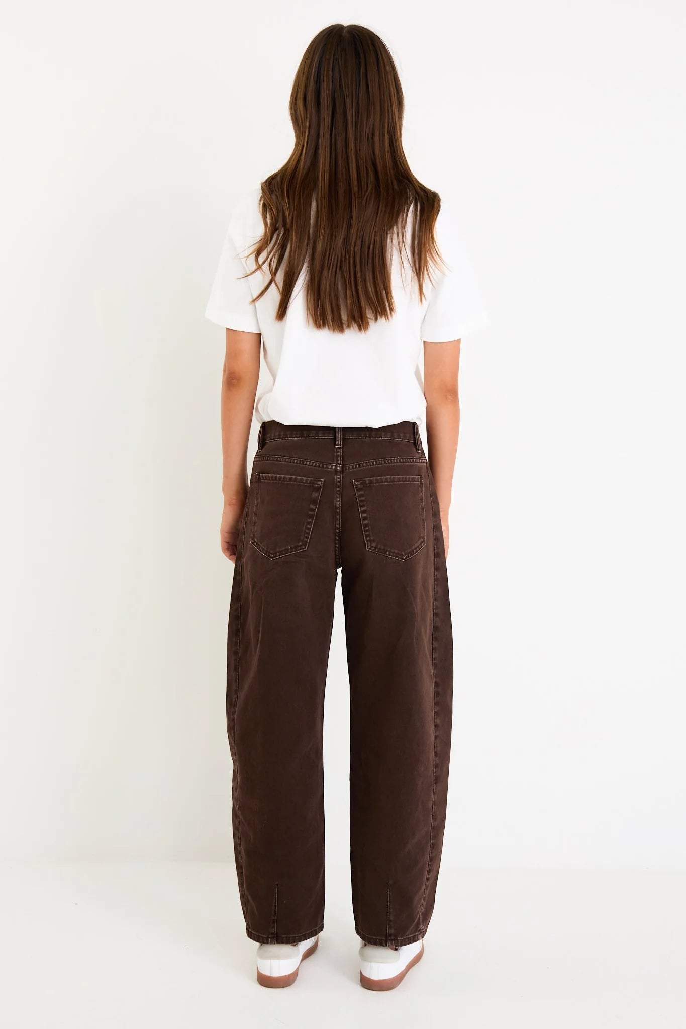 AMONG THE BRAVE Varsity Chocolate Forward Seam Barrel Jeans