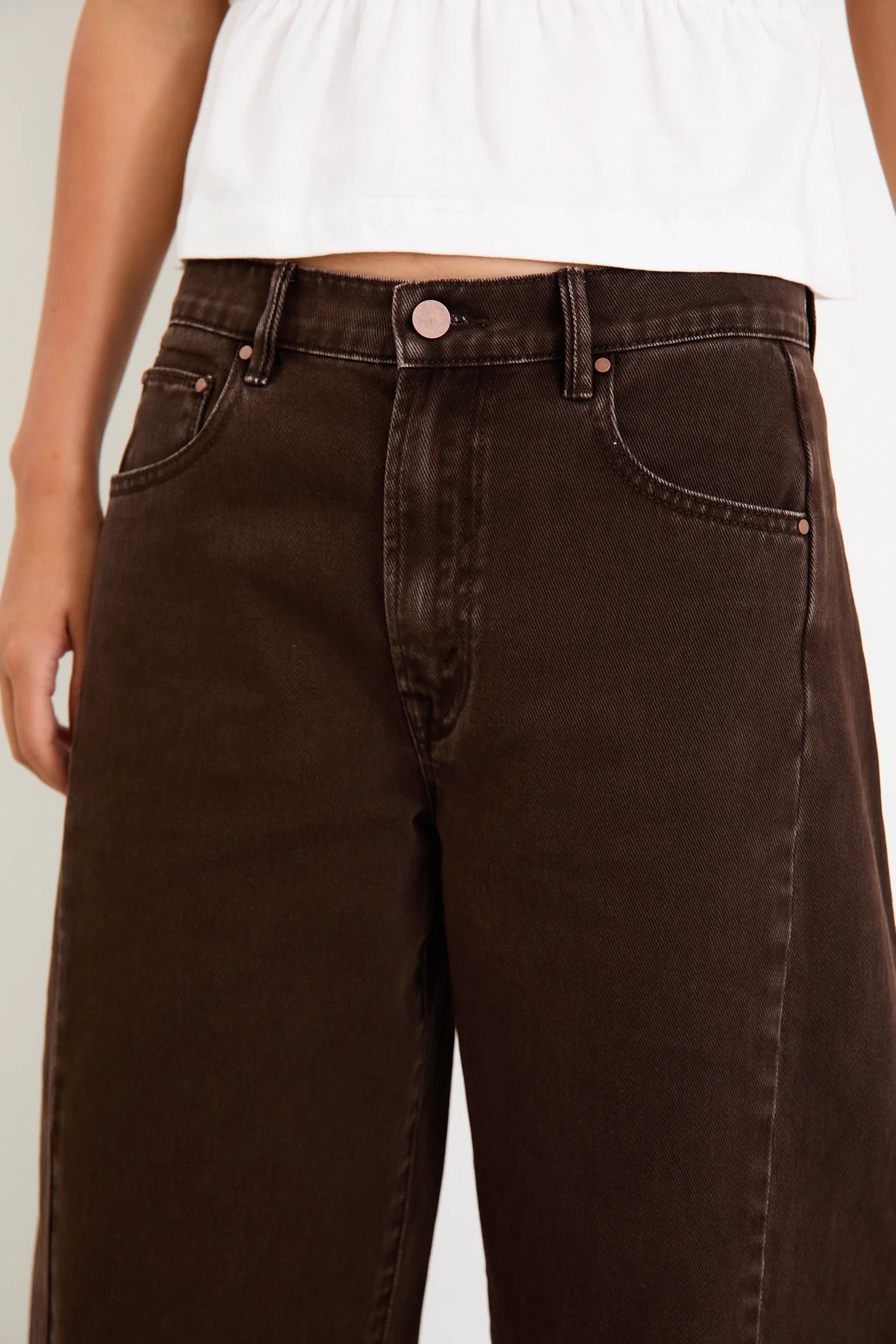 AMONG THE BRAVE Varsity Chocolate Forward Seam Barrel Jeans