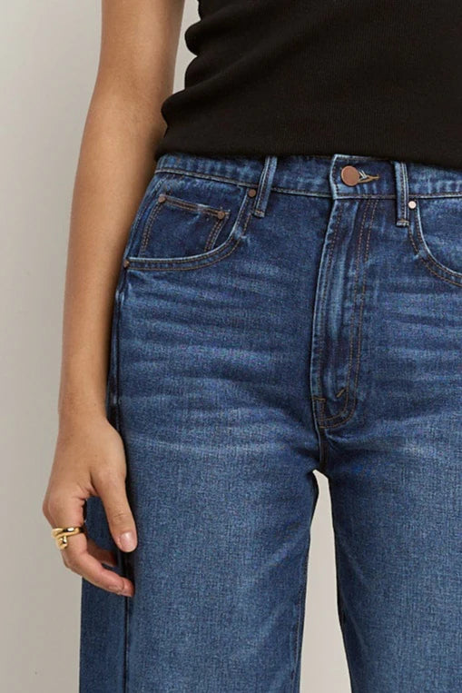 AMONG THE BRAVE Varsity Deep Blue Barrel Jean