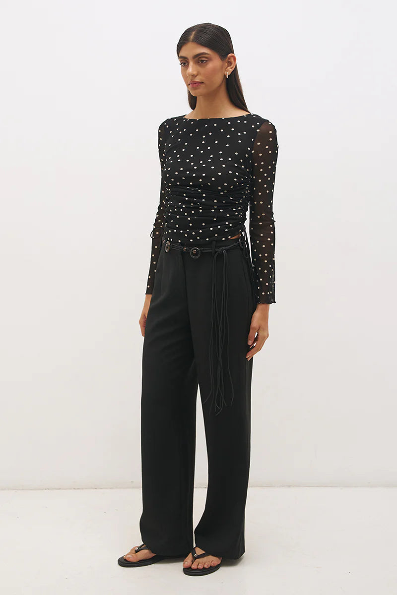 MON RENN Vesper Long Sleeve Mesh Top Spot