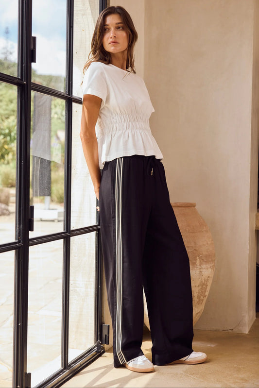 STORIES BE TOLD Vibe Jacquard Stripe Wide Leg Pant