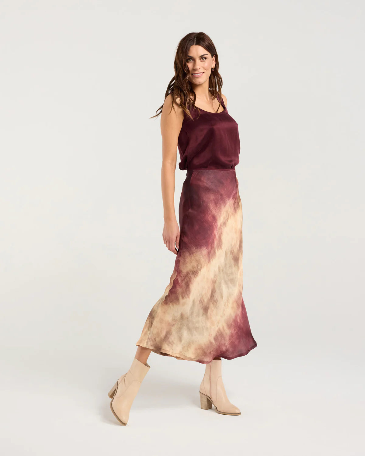 BLACKSTONE Violet Ombre Bias Midi Skirt