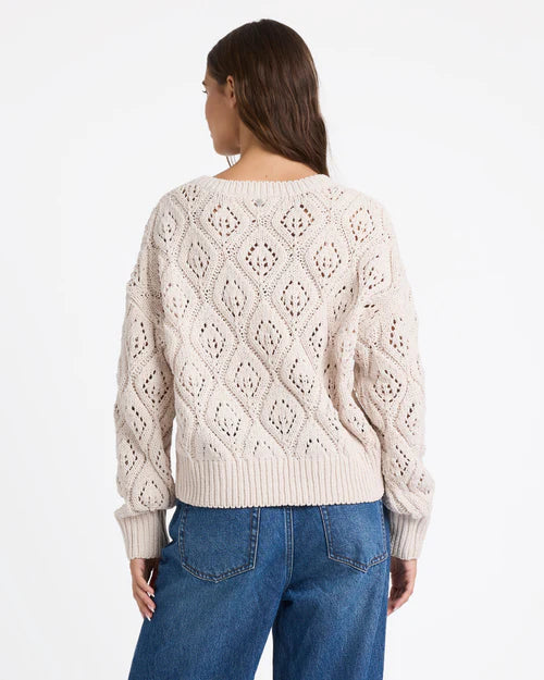 ROXY Womens Welcome Back Crew Knit Bone