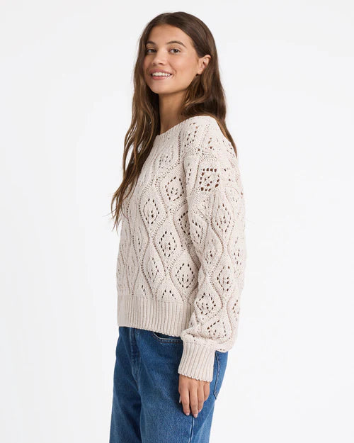ROXY Womens Welcome Back Crew Knit Bone