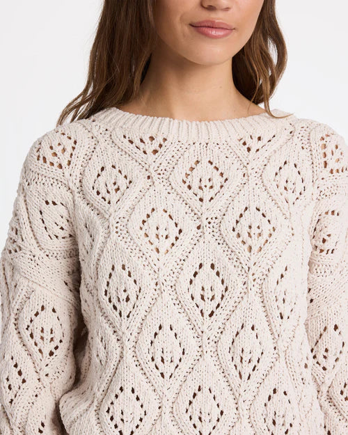 ROXY Womens Welcome Back Crew Knit Bone