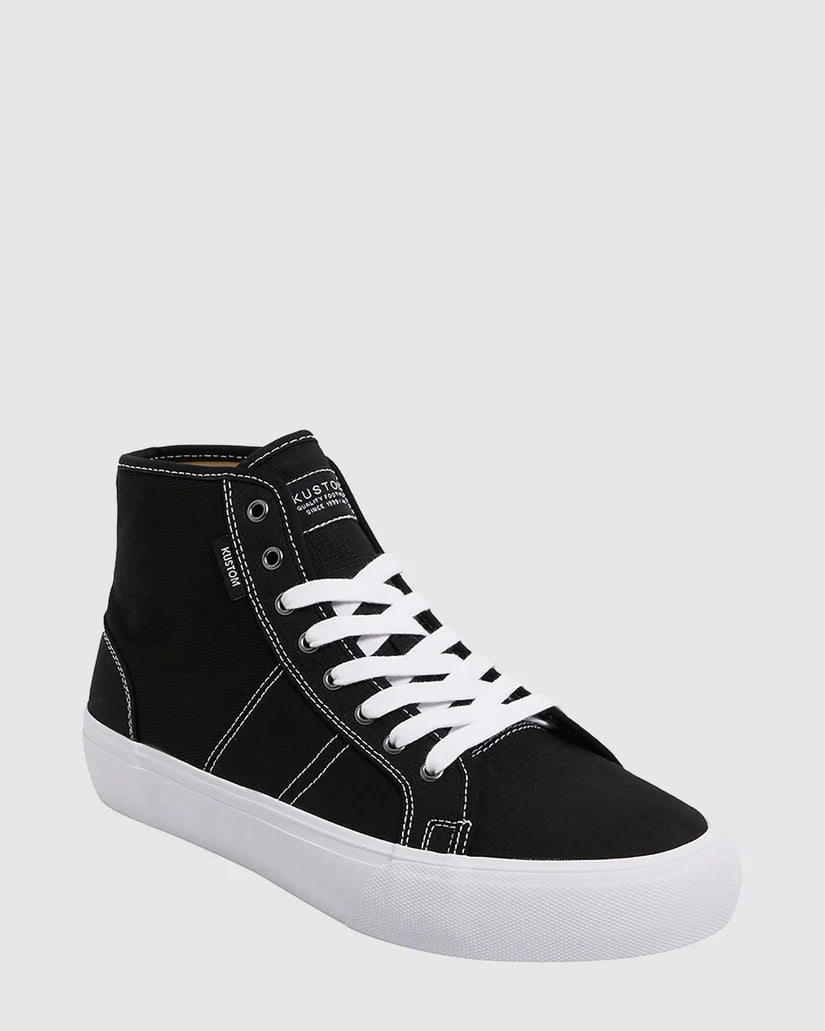 KUSTOM World Wide Hi Black White Wide Fit Sneaker