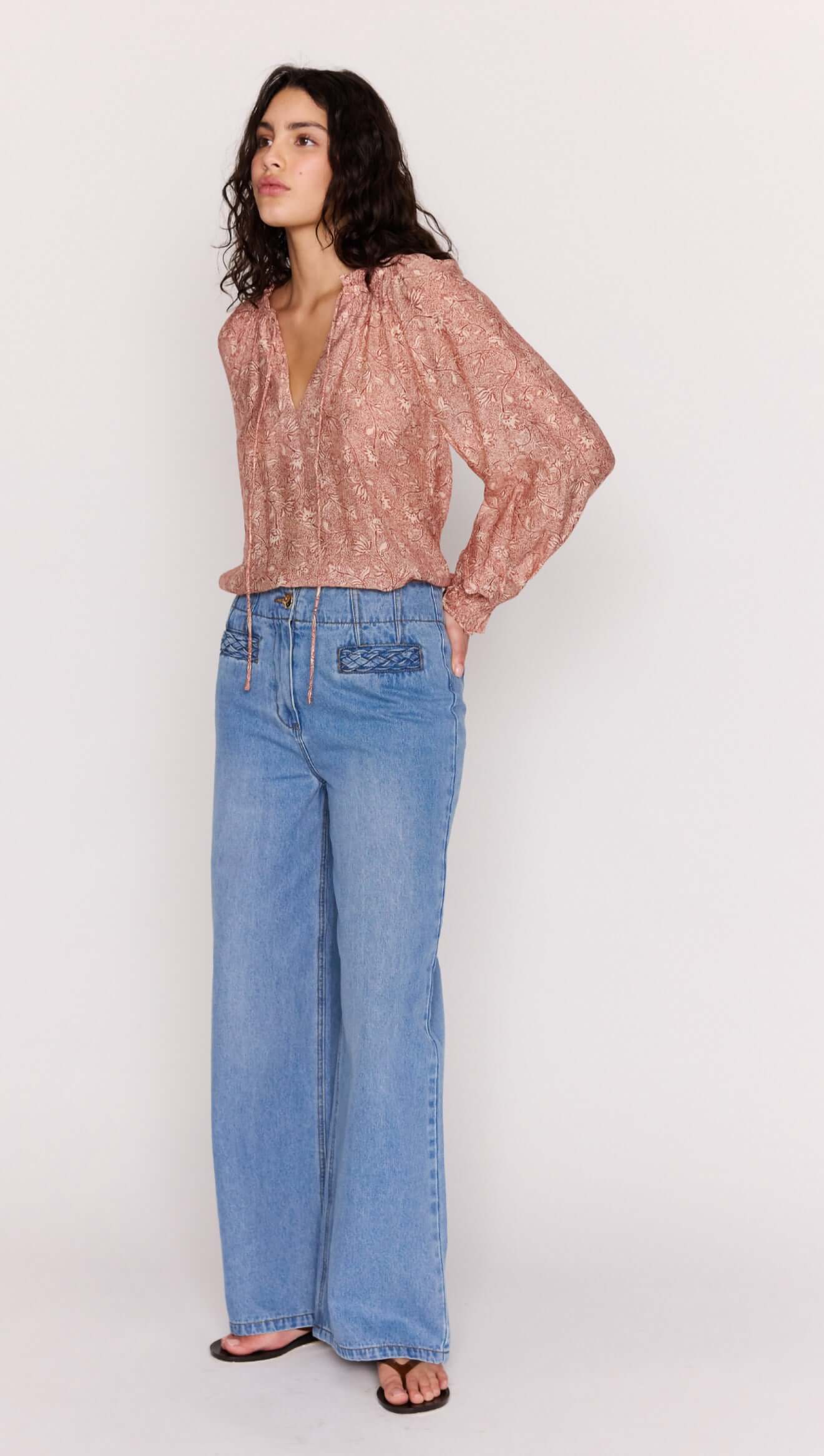 MINK PINK Yasmin Red Floral Peasant Blouse
