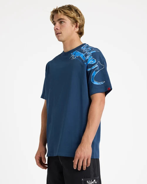 QUIKSILVER Young Guns Scrawled Tee Dark Denim