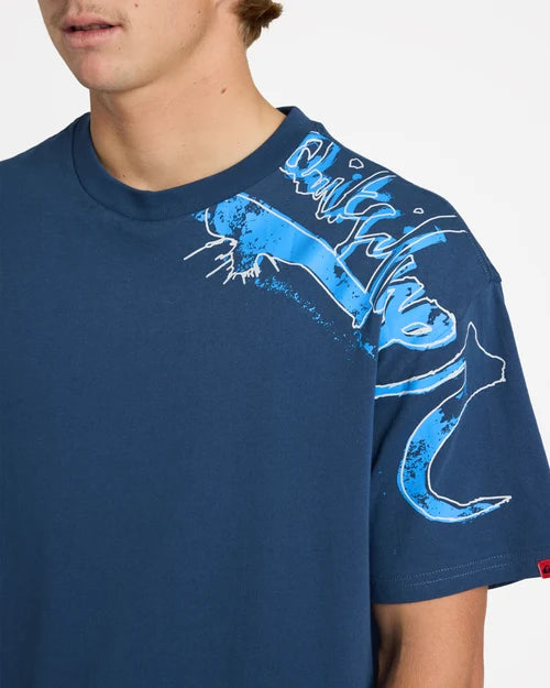 QUIKSILVER Young Guns Scrawled Tee Dark Denim