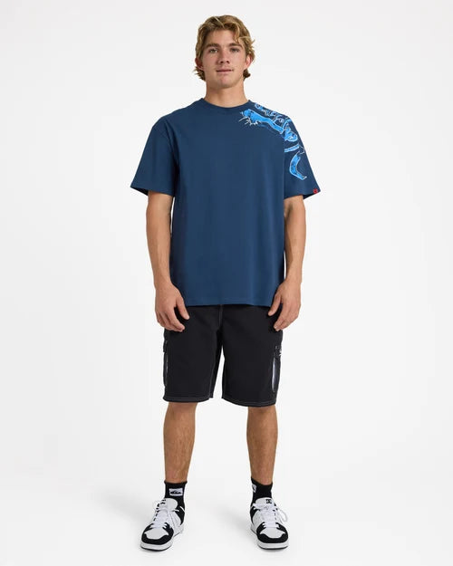 QUIKSILVER Young Guns Scrawled Tee Dark Denim