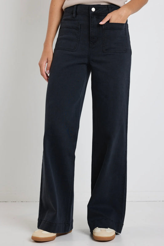 AMONG THE BRAVE Zoey Black Denim Wide Pocket Jean