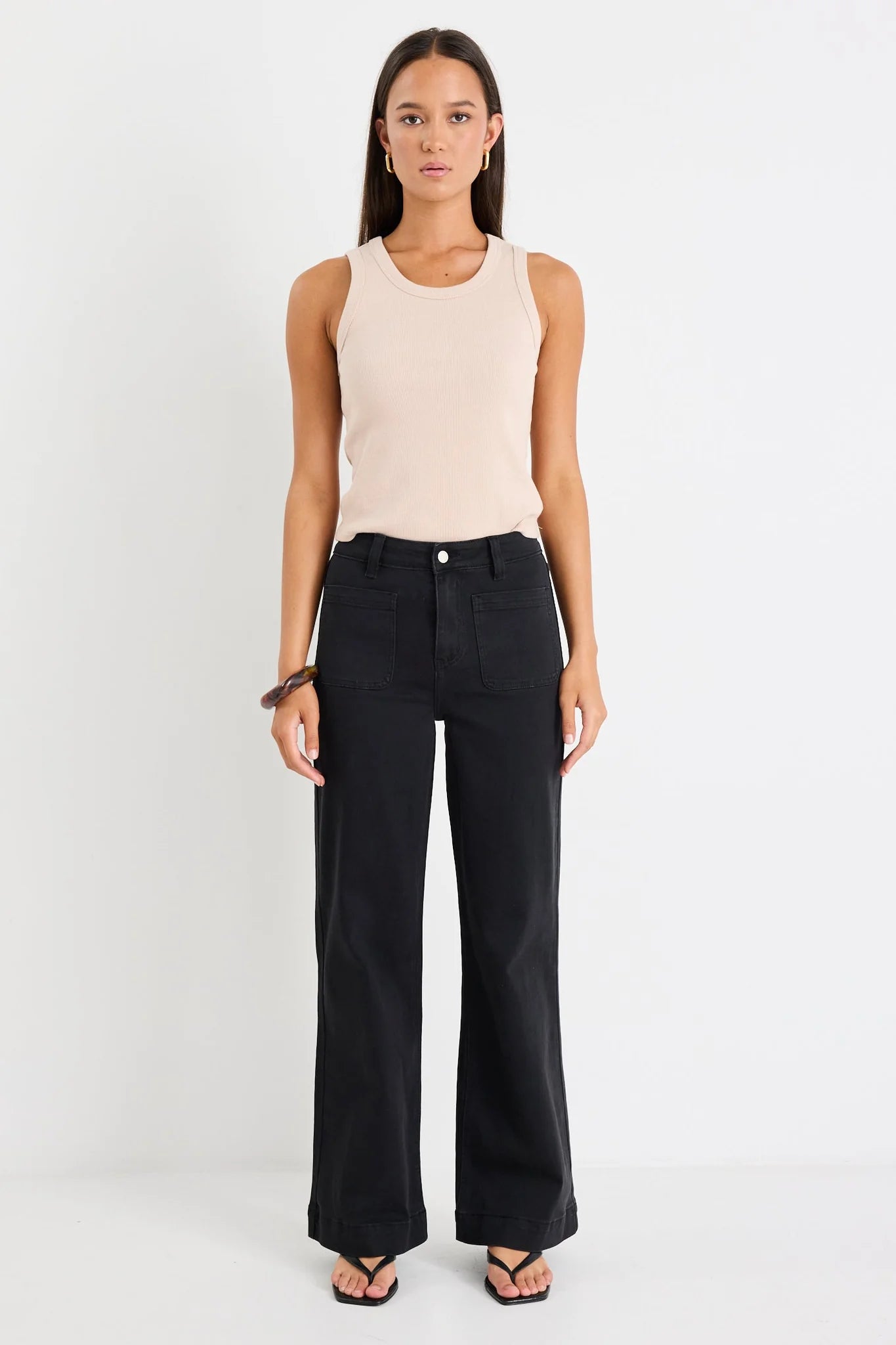 AMONG THE BRAVE Zoey Black Denim Wide Pocket Jean