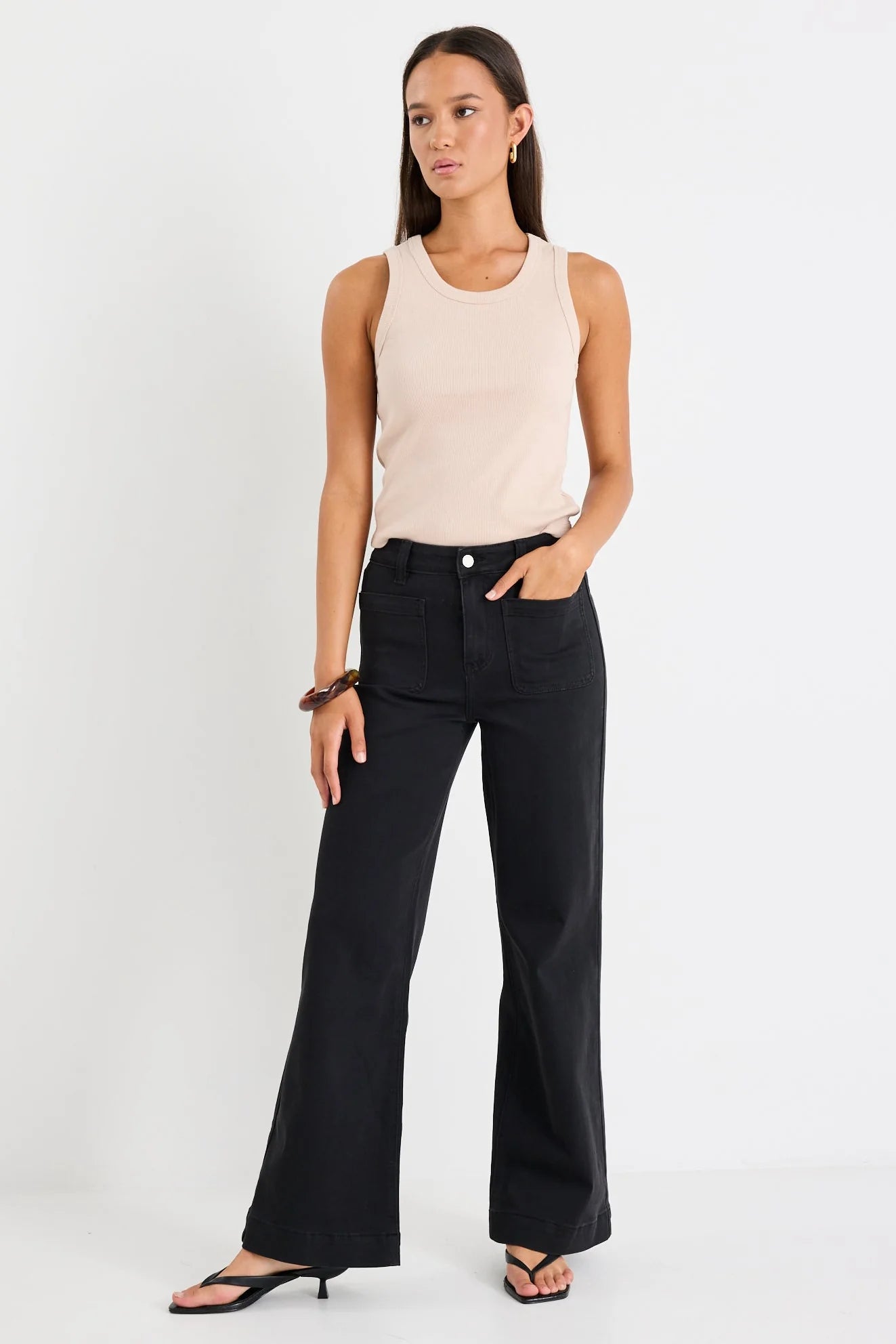 AMONG THE BRAVE Zoey Black Denim Wide Pocket Jean