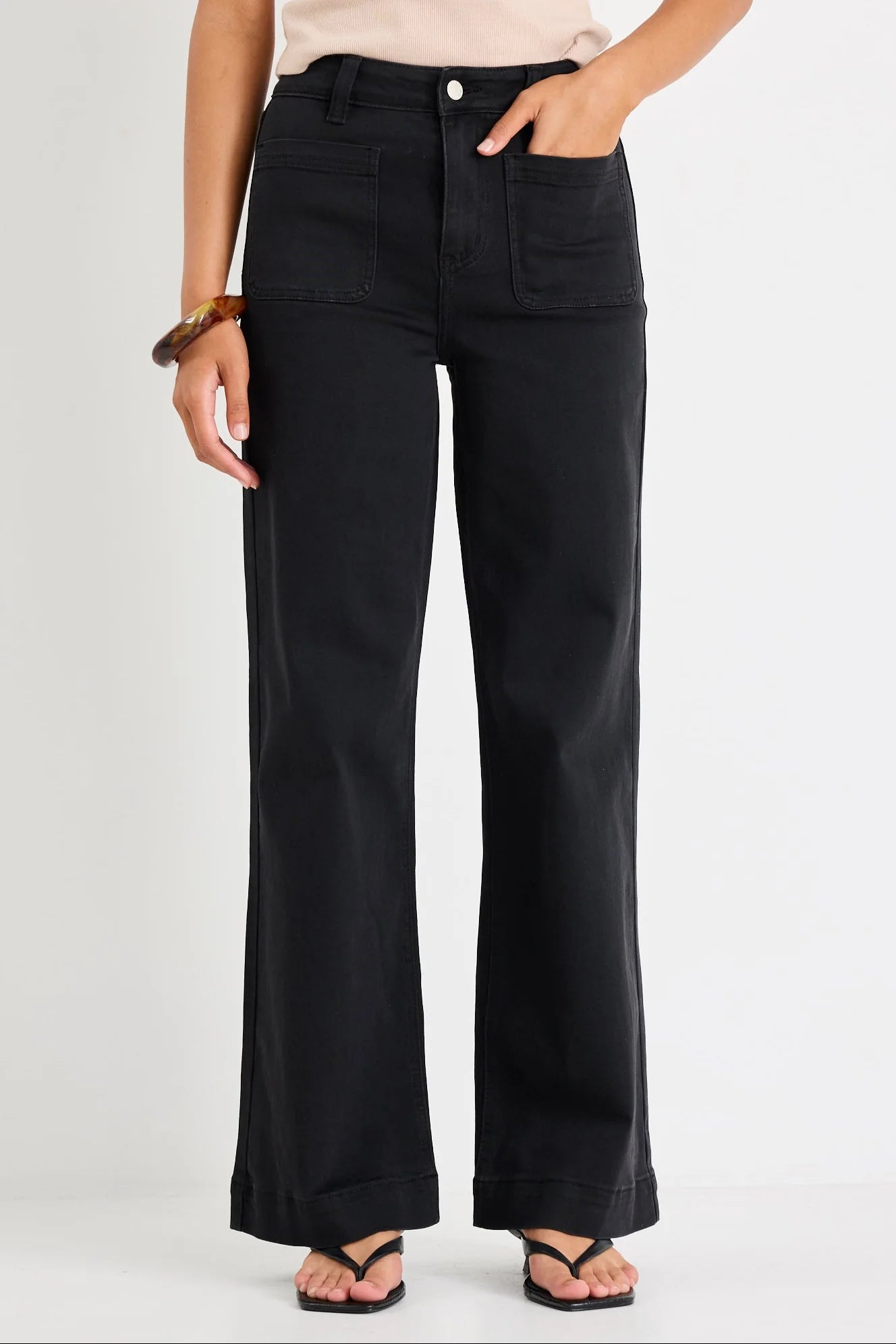 AMONG THE BRAVE Zoey Black Denim Wide Pocket Jean
