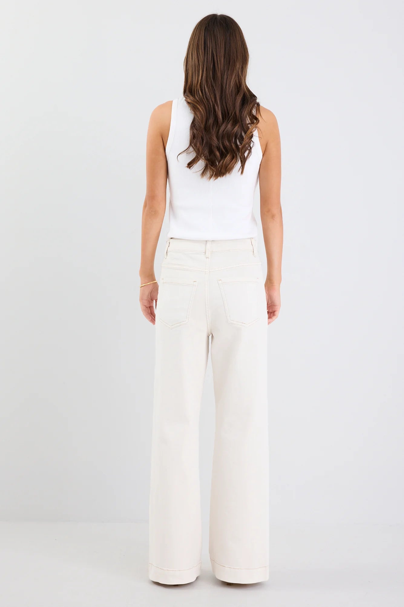 AMONG THE BRAVE Zoey High Rise Wide Leg Pocket Jean ECRU