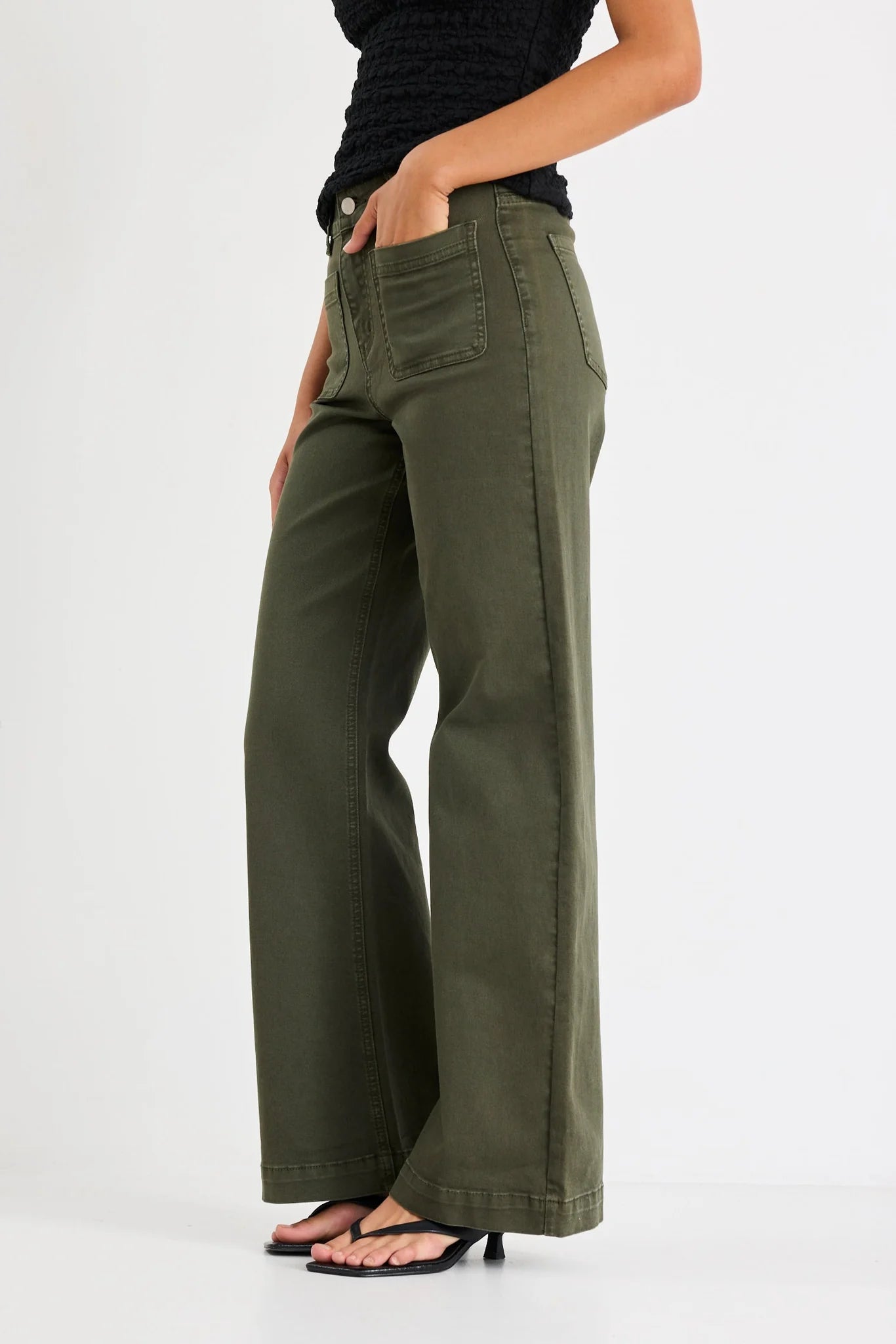 AMONG THE BRAVE Zoey Dark Khaki Pocket Jean Pant