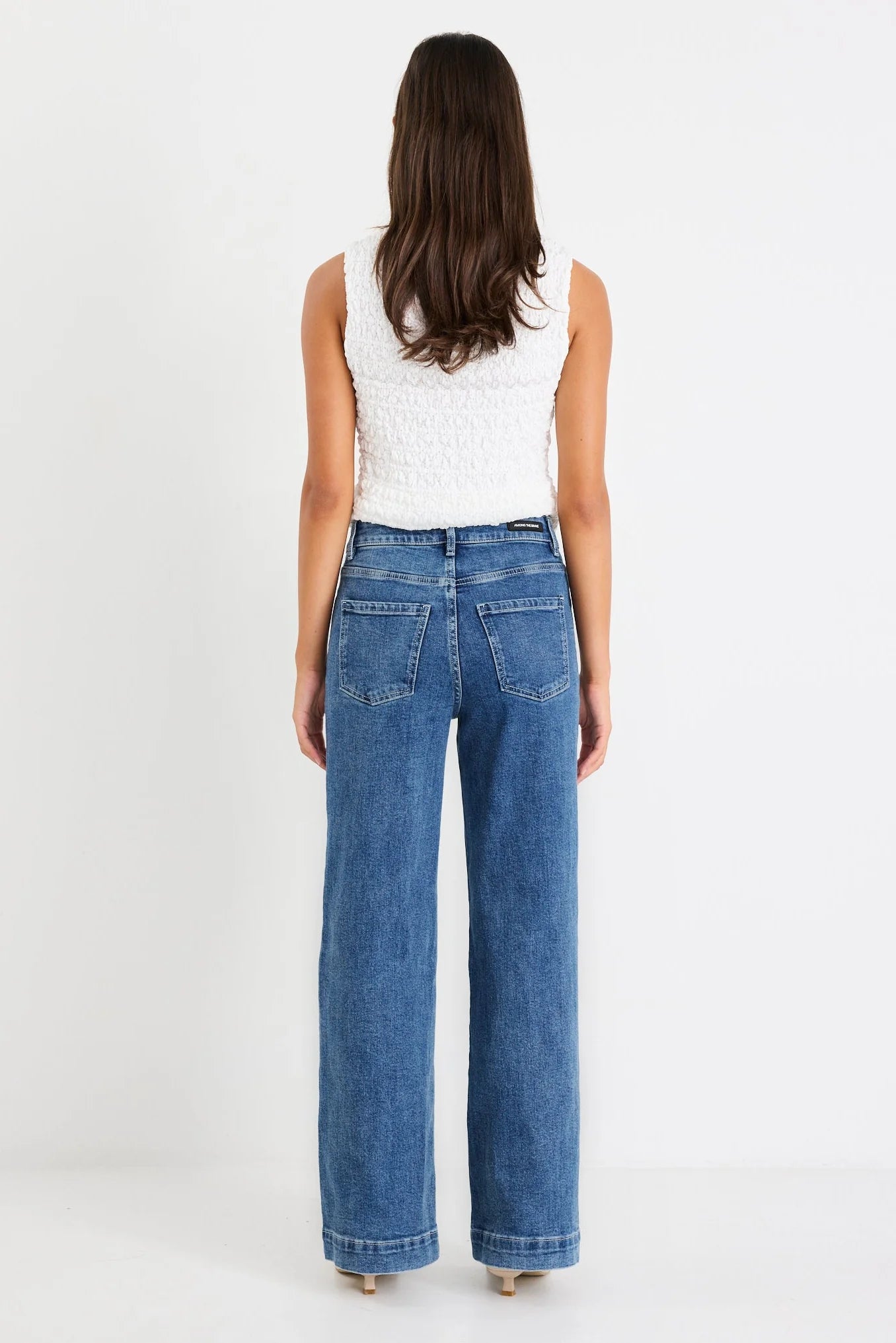 AMONG THE BRAVE Zoey Mineral Blue High Rise Wide Leg Pocket Jean