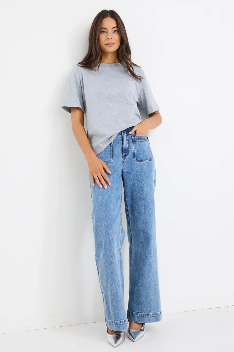 AMONG THE BRAVE Zoey Signature Blue Wide Leg Pocket Jean